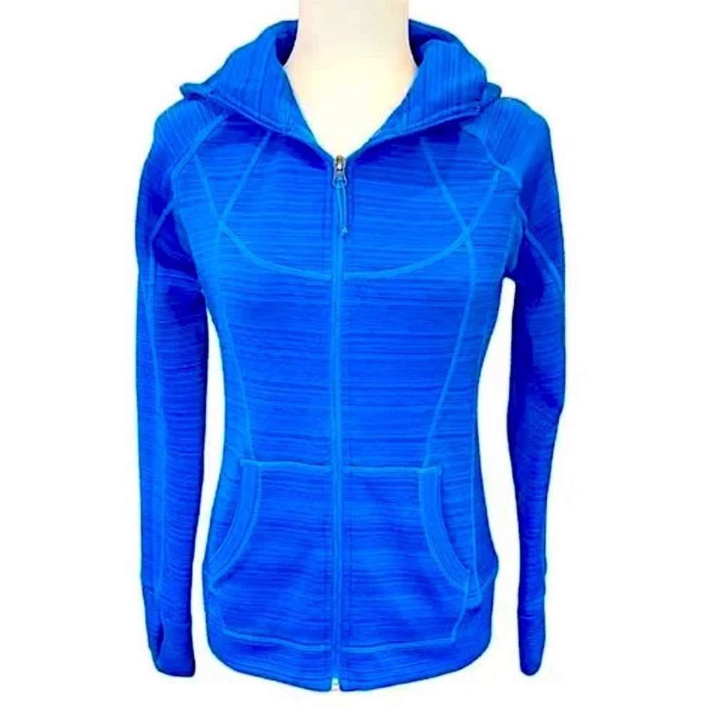Athleta Striped strength hoodie macaw blue - Picture 3 of 12